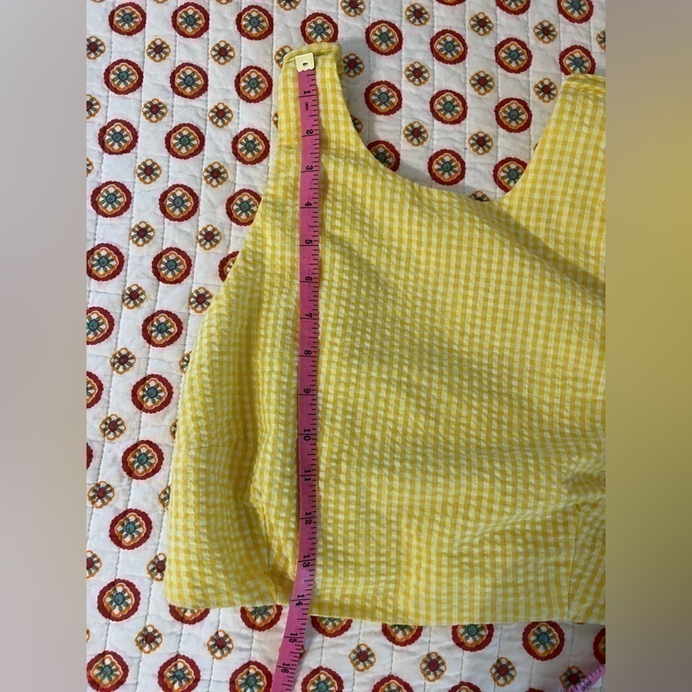 NWT Renuar Yellow & White Picnic Cropped Tank Open Back - Picture 4 of 7